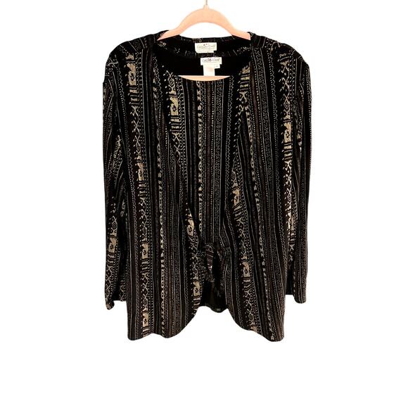 Vintage Coldwater Creek Matching Cardigan and Camisole Top Black & Gold Pattern - Picture 1 of 12